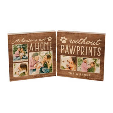 Rustic Pawprints Double Wooden Print