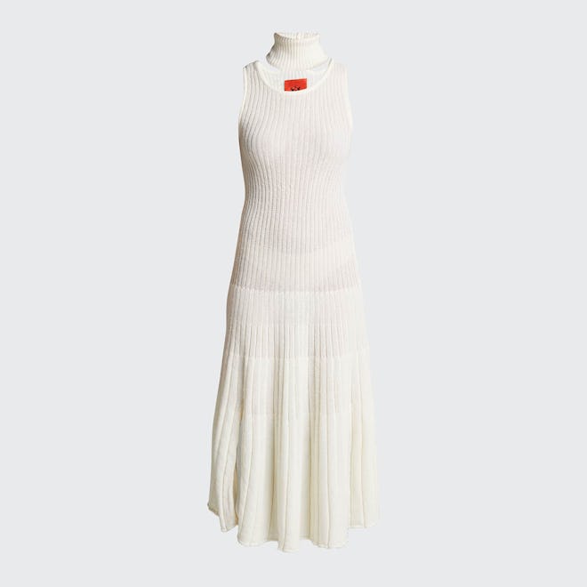 Thebe Magugu White Ribbed midi dress