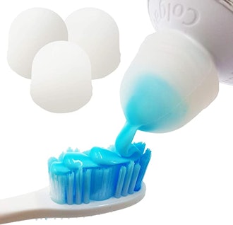 Chrome Cherry SqueezMe Self-Closing Toothpaste Caps (3-Pack)