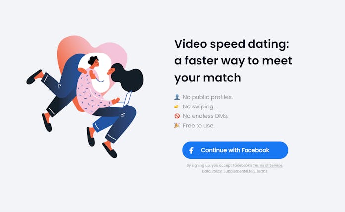 A screenshot of Facebook's Sparked dating app. It shows the general information about the app, inclu...