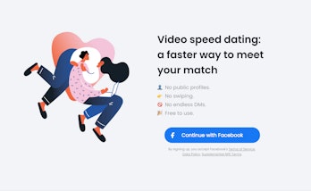 A screenshot of Facebook's Sparked dating app. It shows the general information about the app, inclu...