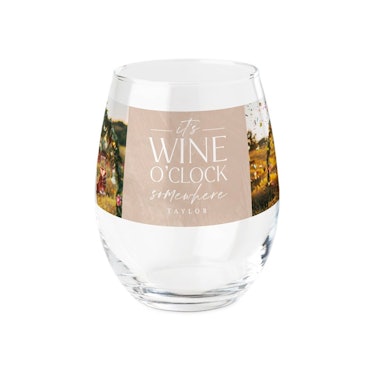 It's Wine O'Clock Printed Wine Glass