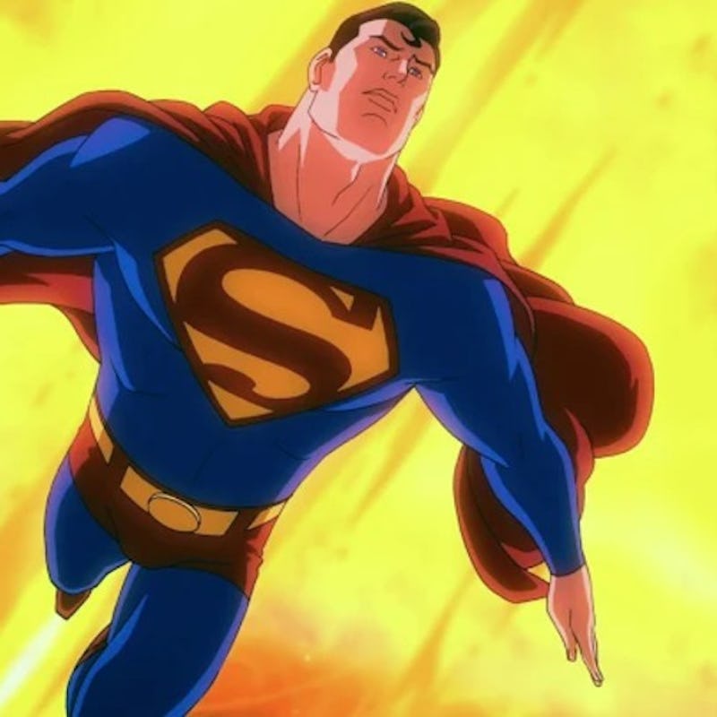 All-Star Superman flying into sun from the DC animated movie