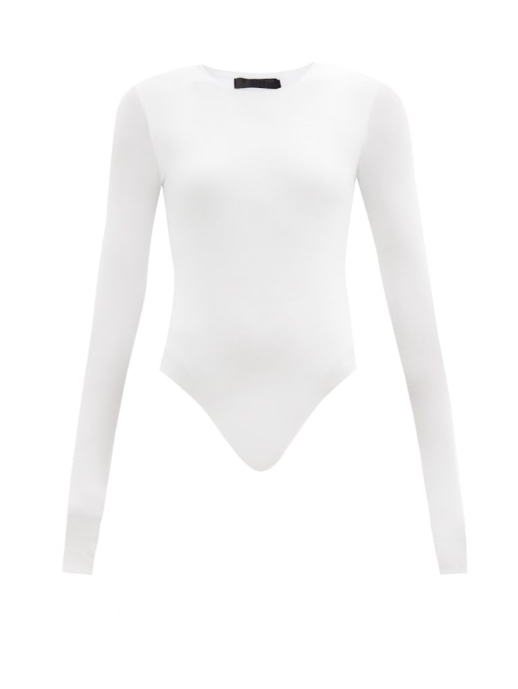 Long-Sleeved Ribbed-Jersey Bodysuit