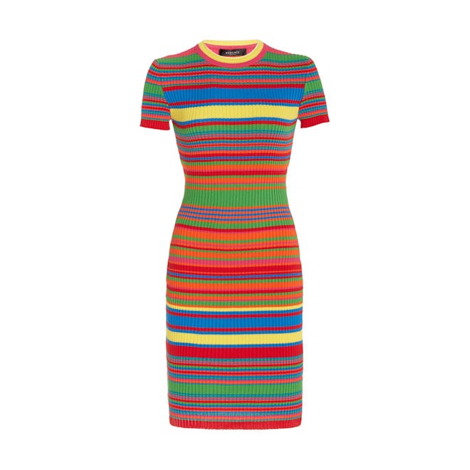 Versace Striped Ribbed Dress