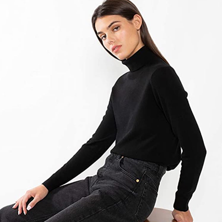 JENNIE LIU 100% Cashmere Turtleneck Sweater