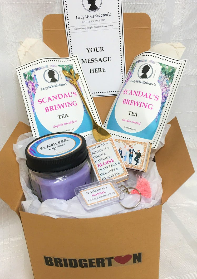 Bridgerton Gift Box With Spoon Lady Whistledown Scandal Brewing Tea Bridgerton Candle
