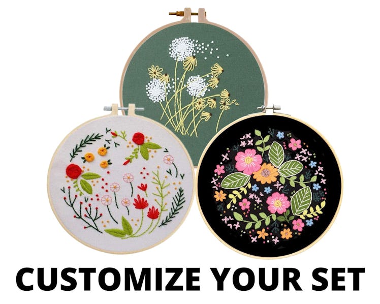 Beginner Embroidery Kits For Adults - Flowers and Succulents Embroidery Kit - DIY Hand Embroidery Fu...