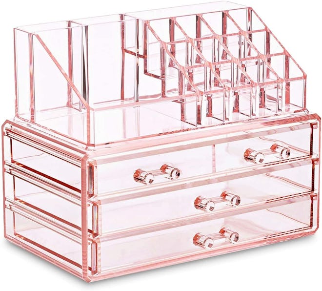 Ikee Design Acrylic Pink Jewelry & Cosmetic Organizer