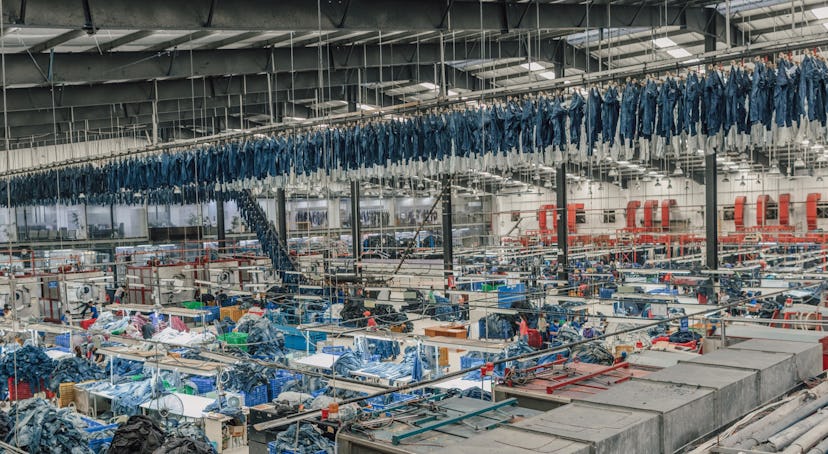 The inside of a sustainable denim factory