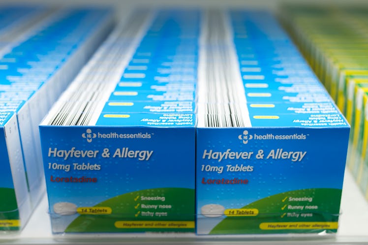 allergy pills antihistamines on shelf