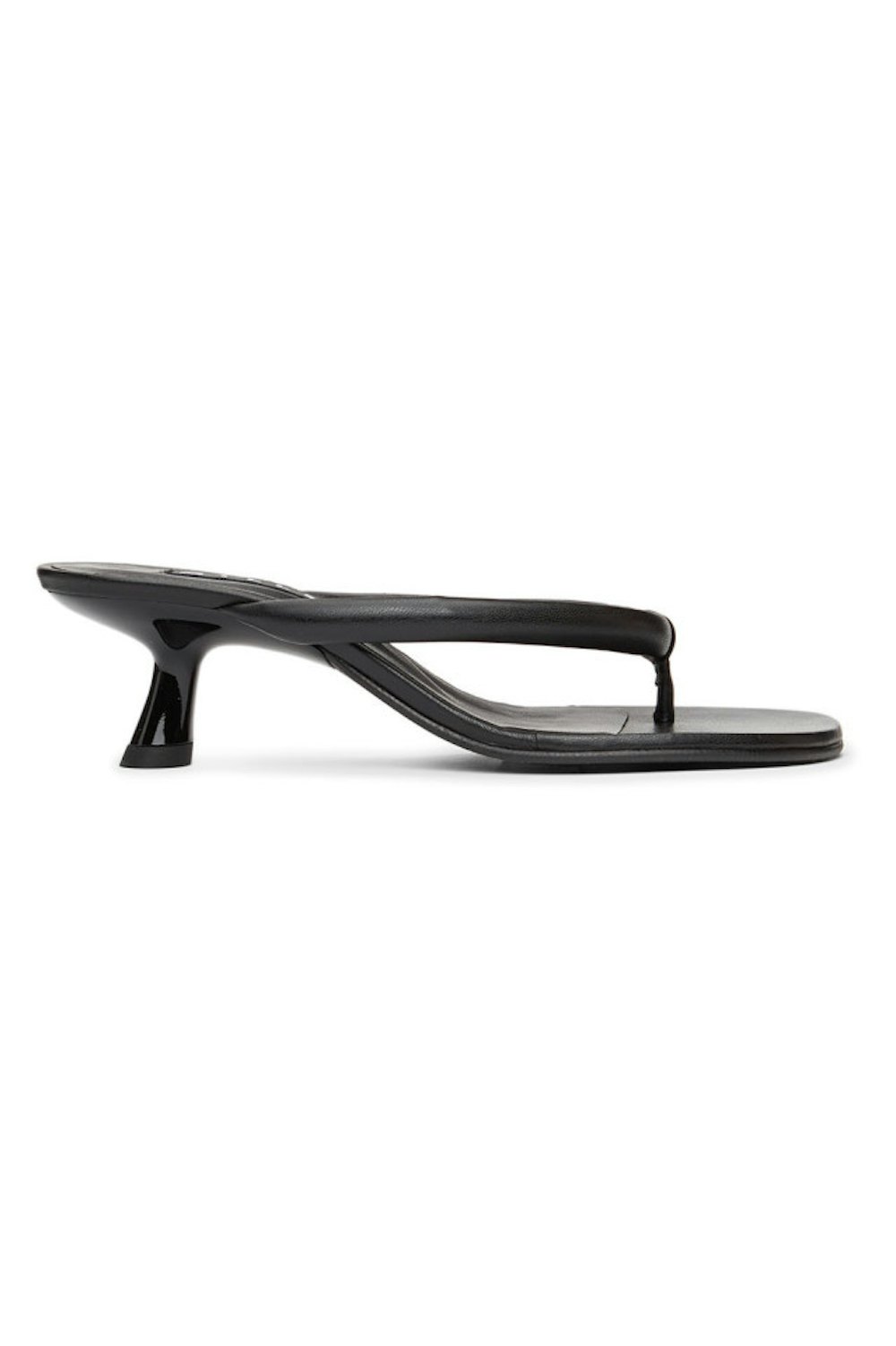 Black Vegan Leather Beep Thong Sandals