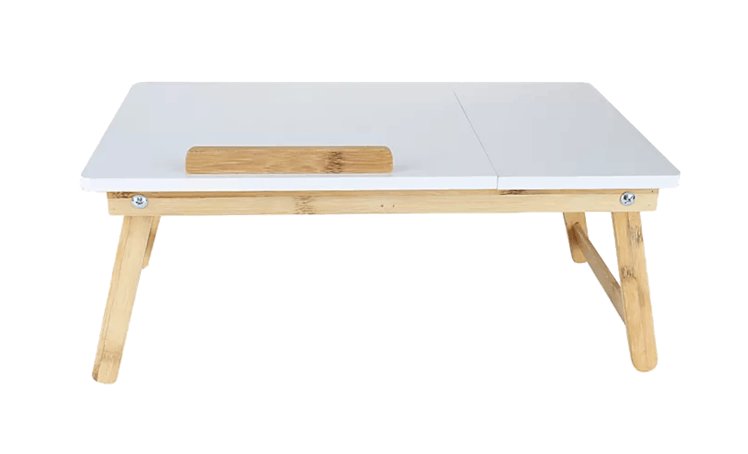 Adjustable Bamboo Laptop Bed Tray in White