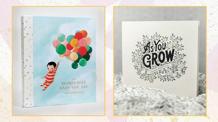 A collage with the best baby memory books