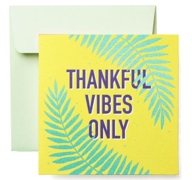 Thanksful Vibes Only Card is a great teacher appreciation card