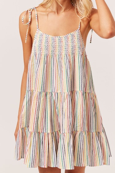 The Parker Dress in Rainbow Pinstripe