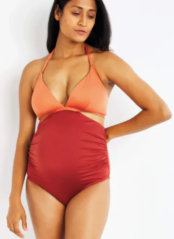 sexy maternity bathing suits Charmo Maternity Swimsuits Two Piece High Waist Maternity Bikini Set V Neck Pregnancy  Bathing Suit S Black at Amazon Women's Clothing store main image 0