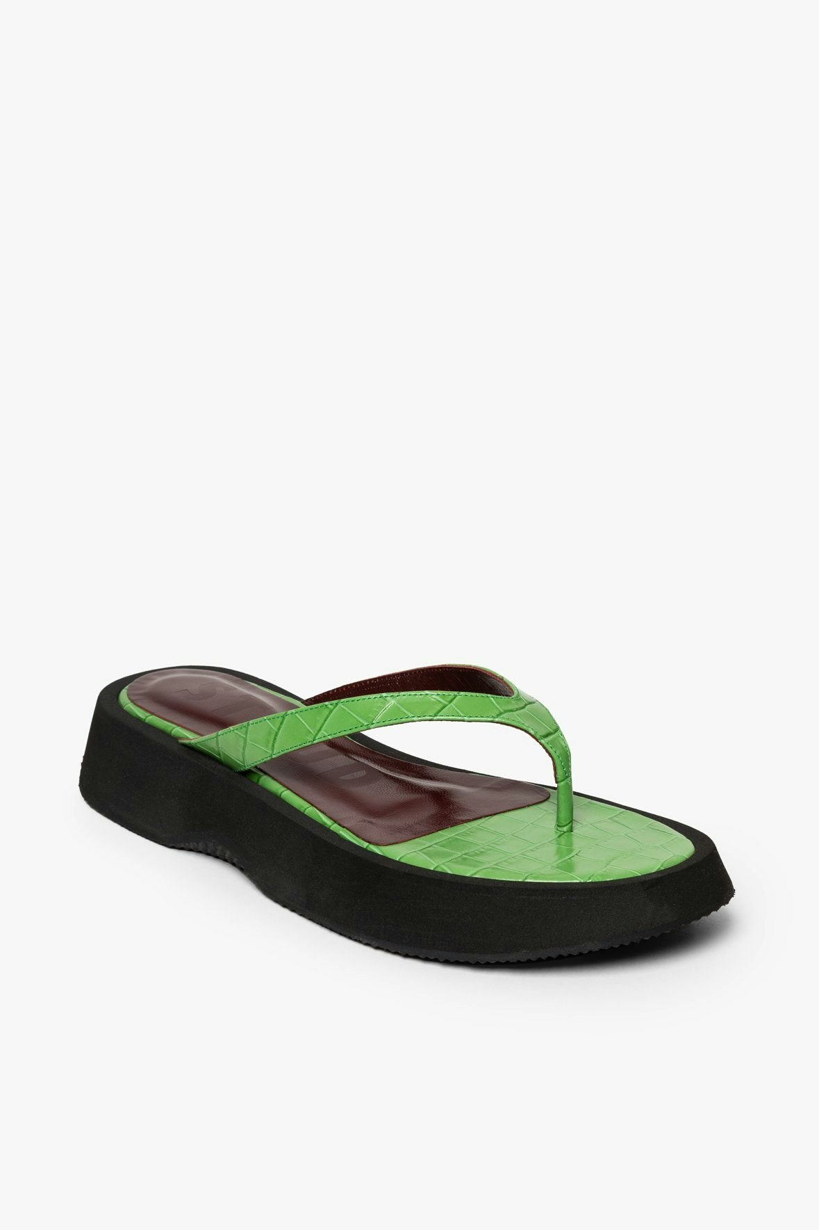 platform green flip flops