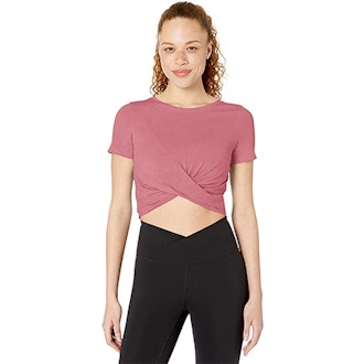 Core 10 Pima Cotton Blend Knot Front Yoga T-Shirt