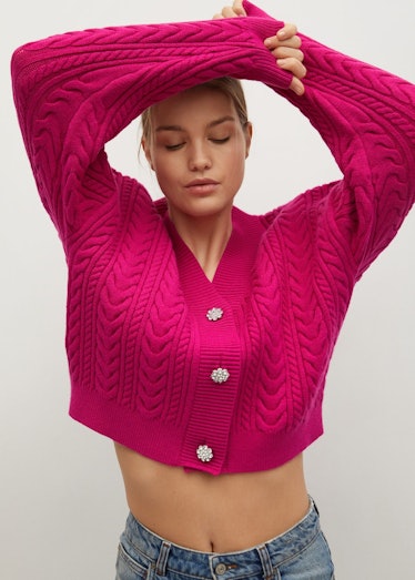 Combined knitted cardigan