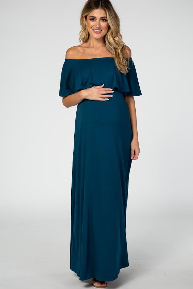 Off Shoulder Maxi Maternity Dress