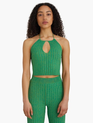 Ribbed Knitted Halter Top 