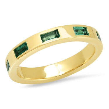 Stationary Emerald Baguette Ring 