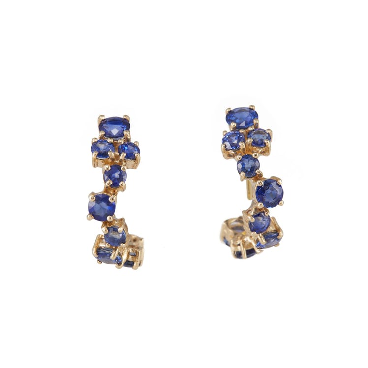 Sapphire Cluster Hoop Earrings