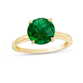 8.0mm Lab-Created Emerald Solitaire Ring in 10K Gold
