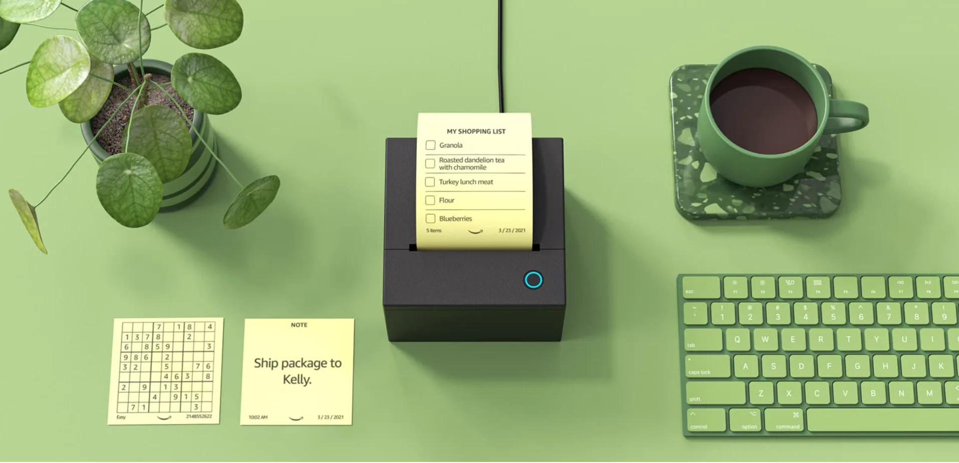 Amazon Day1 Editions Smart Sticky Note Thermal Printer G8TE6G – Bluetooth Wireless