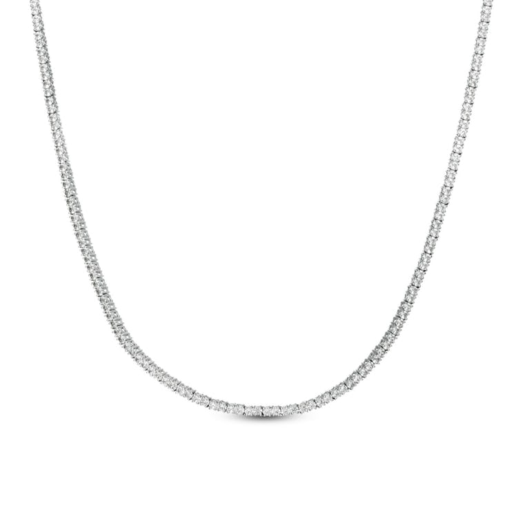 Lab-Created White Sapphire Tennis Necklace in Sterling Silver - 24"