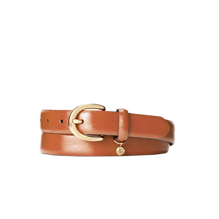 Classic Saffiano Leather Belt with Charm