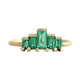 Baguette Cut Emeralds Engagement Ring