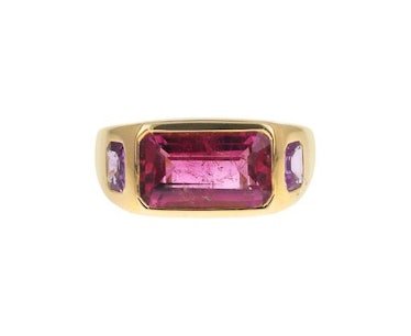 Pink Tourmaline and Pink Sapphire Gypsy Ring
