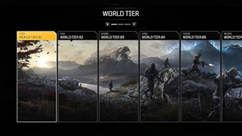 Outriders world tier menu