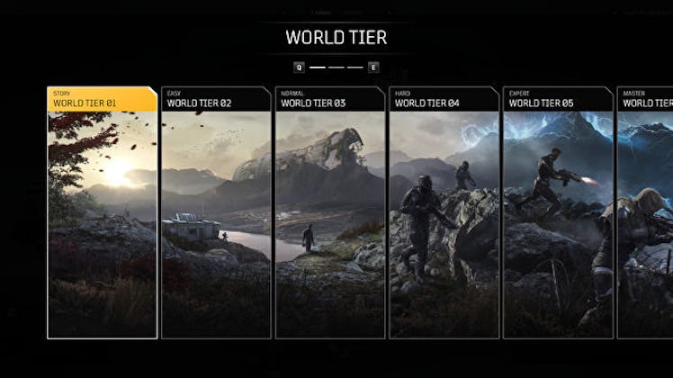 Outriders world tier menu 