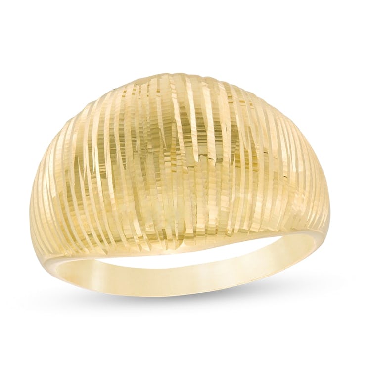 Laser-Cut Striped Dome Ring in 14K Gold