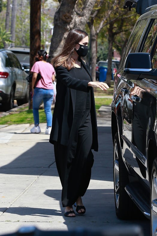 Angelina Jolie and her daughter Vivienne go shopping for flowers together in Los Feliz.