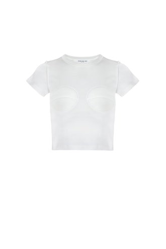 Circle Bust Knit Tee in White