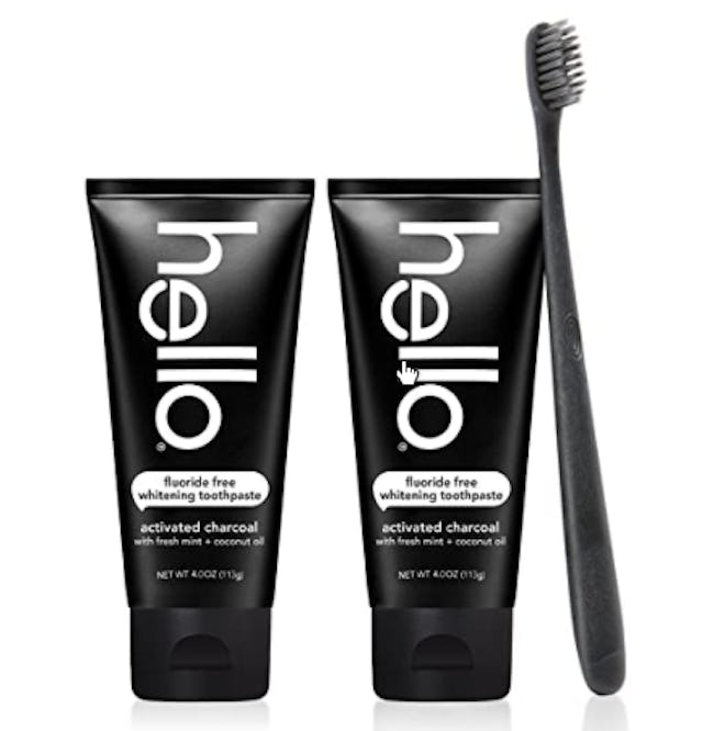Hello Oral Care Activated Charcoal Teeth Whitening Toothpaste (2-Pack) & Toothbrush