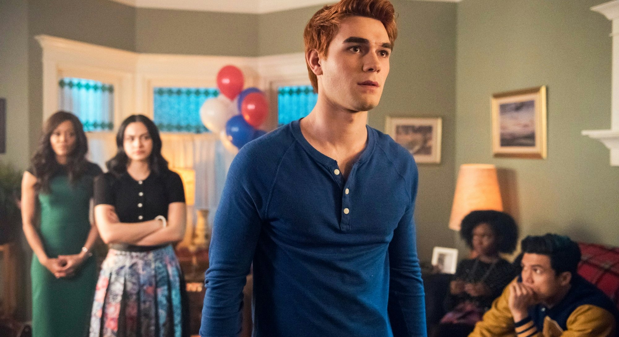 JK Apa as Archie Andrews in one of many unhinged moments from Riverdale.