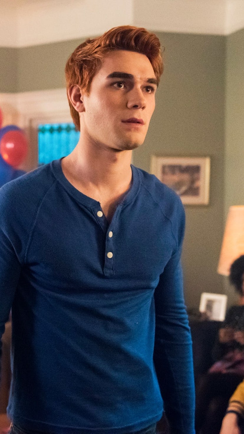 JK Apa as Archie Andrews in one of many unhinged moments from Riverdale.