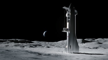 Older concept art of SpaceX's Starship on the Moon.