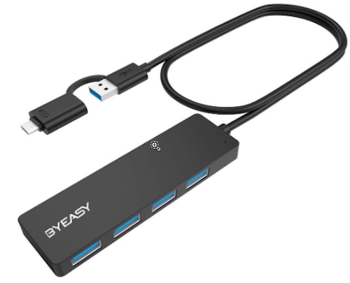 BYEASY USB Hub With 4 Ports & 2 ft Extended Cable