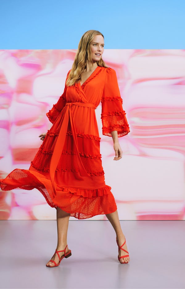 Model wearing an ALEXIS dress from Target's Spring 2021 Designer Dress Collection.