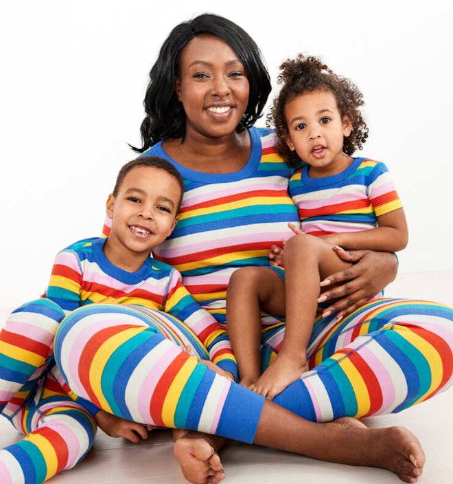 Rainbow Stripe Long John Pajamas In Organic Cotton (Kids)