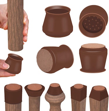 Safiman Dark Walnut Silicone Chair Leg Floor Protectors (16-PCS)