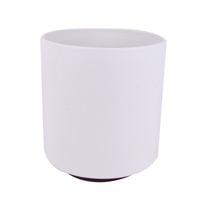 Ceramic White Ceramic Round Planter with Wood Stand