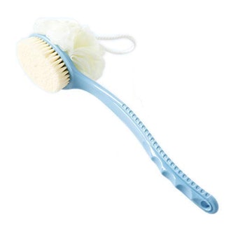 HONOMA Curved Back Scrubber Brush with Bristles and Loofah