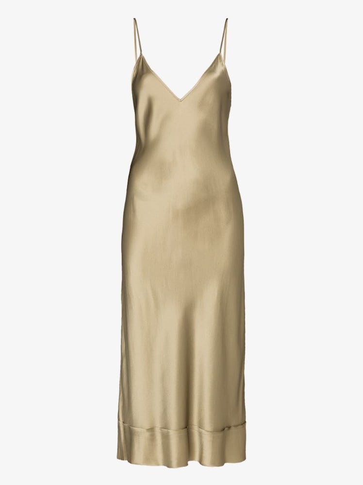 V-Neck Silk Slip Dress